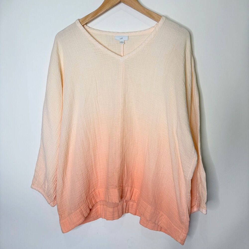 J Jill Gauze Top Oversized Ombre Pink Peach Beach Flowy Lagenlook Women S